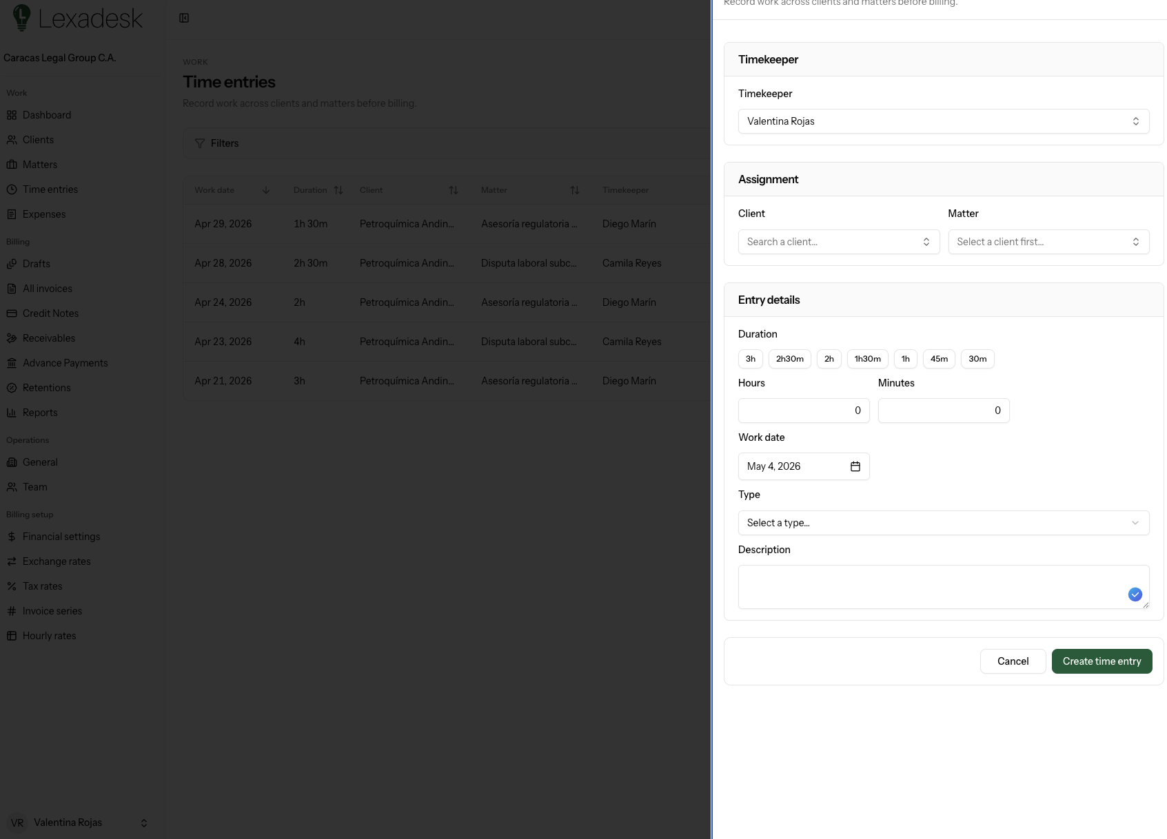 Cada minuto facturable, registrado